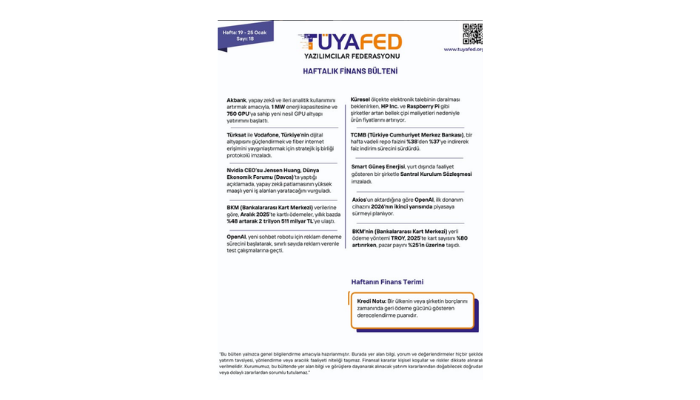19-25 Ocak | TÜYAFED Haftalık Finans Bülteni – Sayı: 18