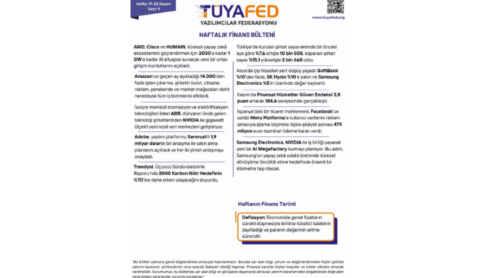 17 – 23 Kasım | TÜYAFED Haftalık Finans Bülteni – Sayı: 9