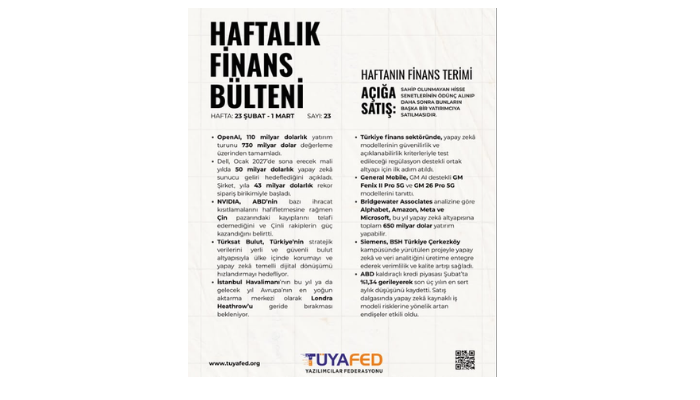 3 Şubat-1 Mart | TÜYAFED Haftalık Finans Bülteni – Sayı: 23