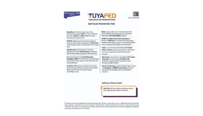 26 Ocak-1 Şubat | TÜYAFED Haftalık Finans Bülteni – Sayı: 19